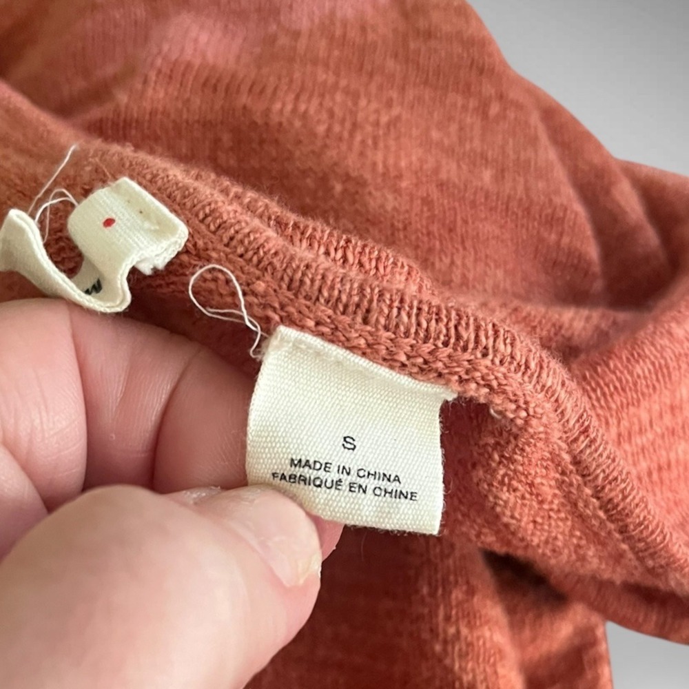 ANTHROPOLOGIE MOTH Heathered Orange Crossed Pointelle 3/4 Sleeve Sweater | EUC - Picture 8 of 8